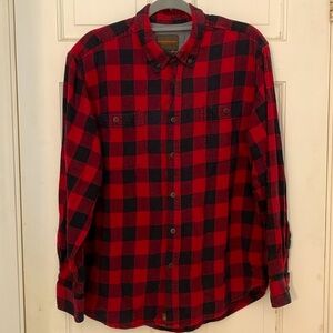 Northwest Territory XL Red Black Plaid Cotton Button Down Shirt Excellent Used